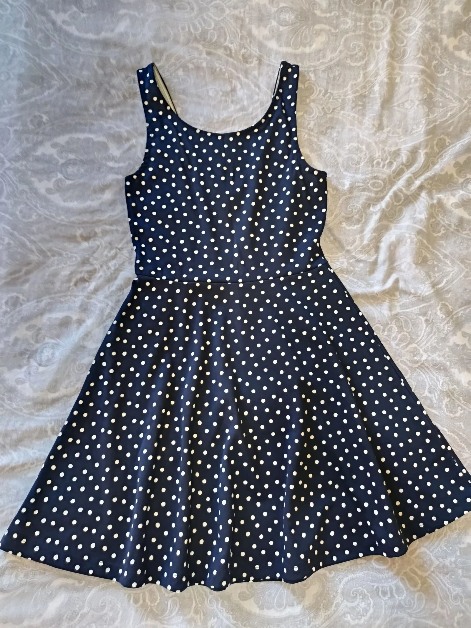 💙 Vestido H&M azul marino con lunares blancos | Vintage • pin-up • Retro Chic • Talla 36 💙